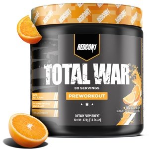 REDCON1 Total War Preworkout - Contains 320mg of Caffeine from Green Tea, Juniper & Beta Alanine - Pre Work Out with Amino Acids to Increase Pump, Energy + Endurance (Orange Crush, 30 Servings)